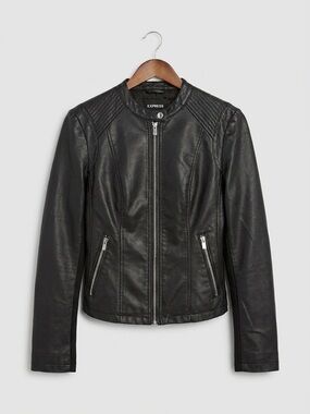 Banana Republic Black Faux Leather Moto Jacket